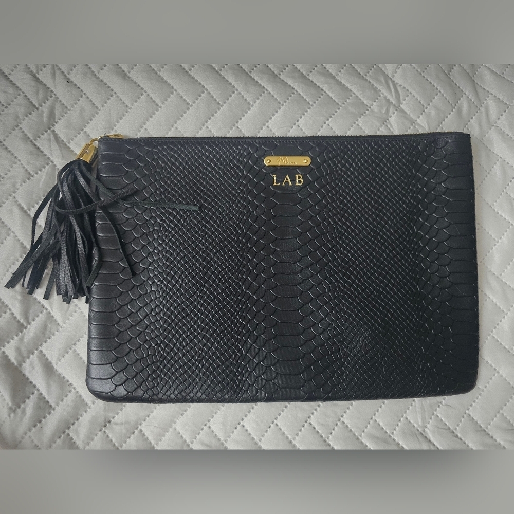 GiGi New York Uber clutch in black embossed python leather